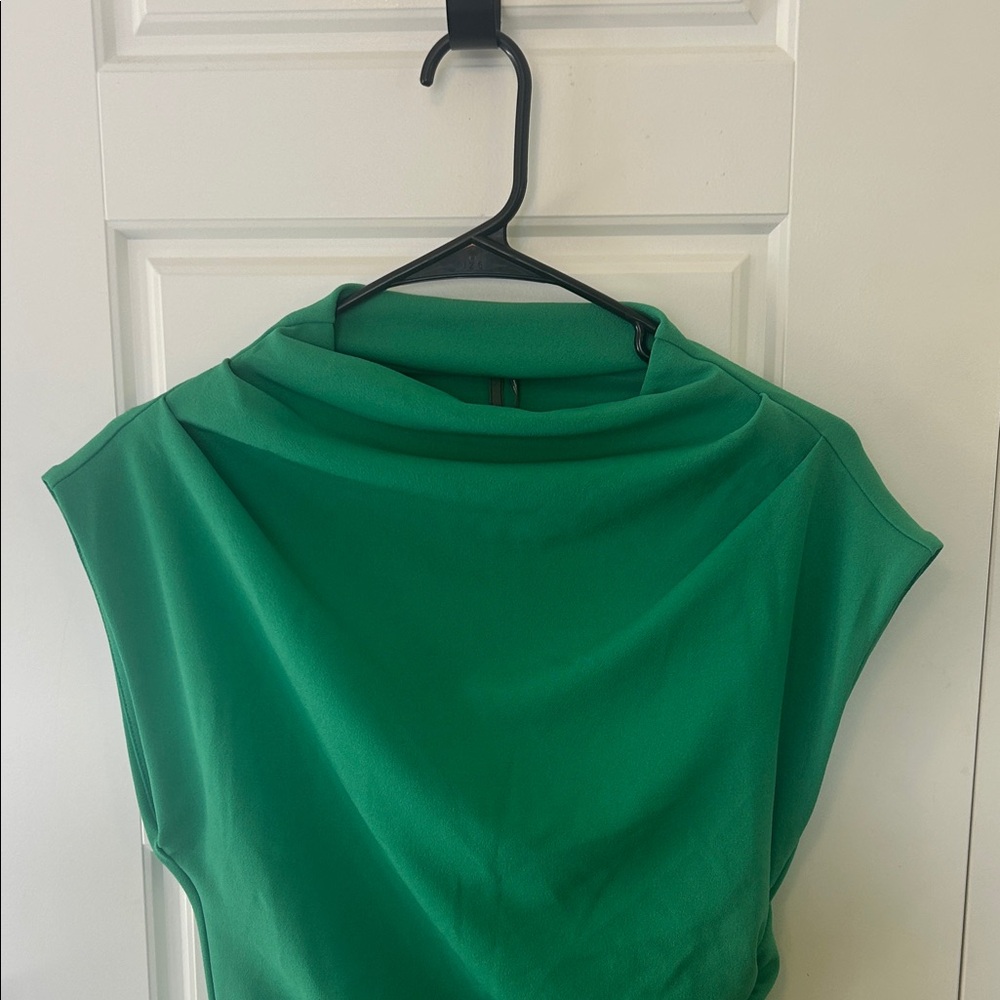 Anthropologie Green Ruched Maxi Dress - Picture 4 of 6
